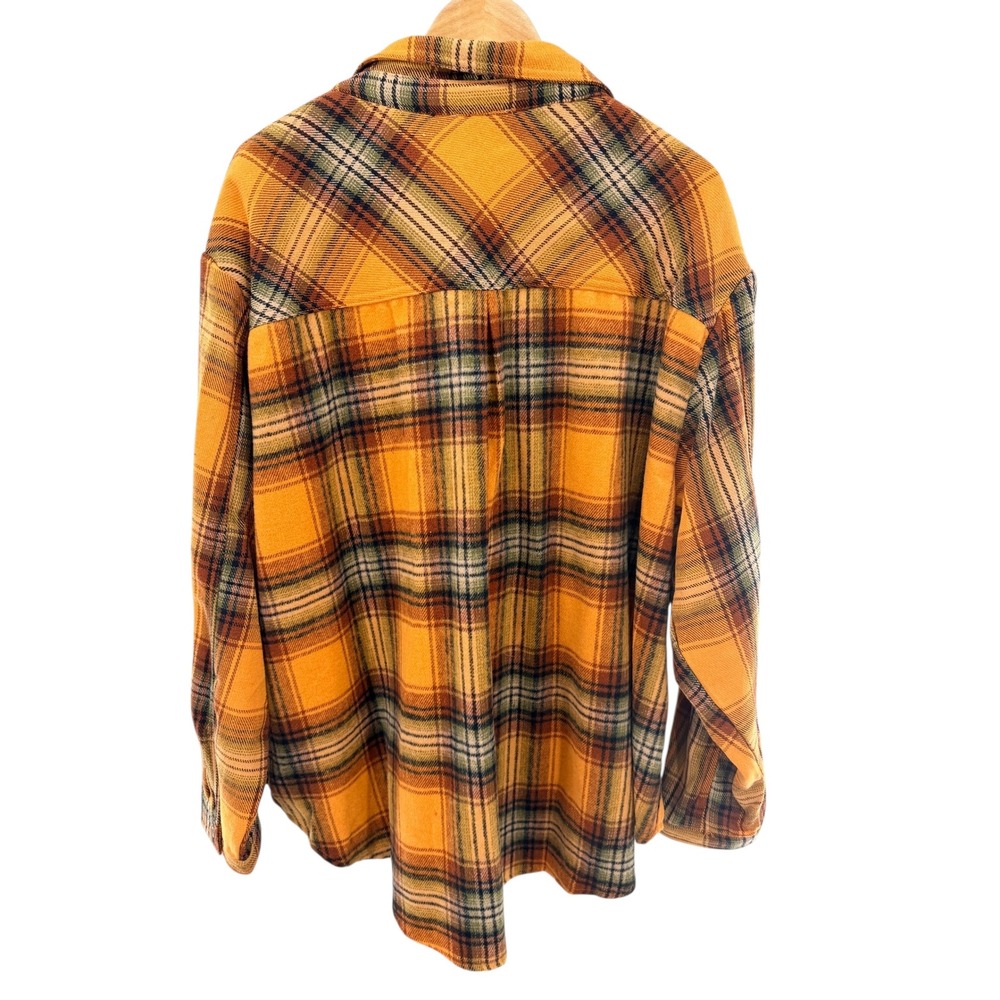 Umgee Plus 2X Mustard Orange Plaid Oversized Shacket Flannel Button Top NWT - Picture 8 of 8